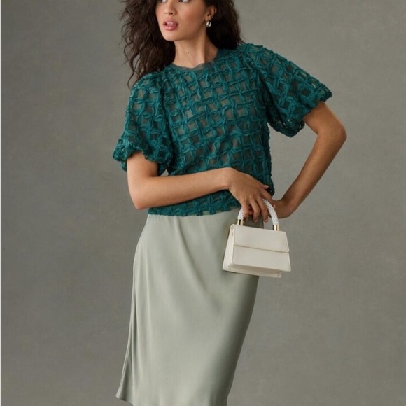 Anthropologie Sarah Hann Karla Textured mesh Top Size XS (fits S-M) - Picture 1 of 7